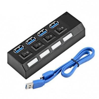 HUB USB 3.0 cu 4 porturi & switchuri - Negru