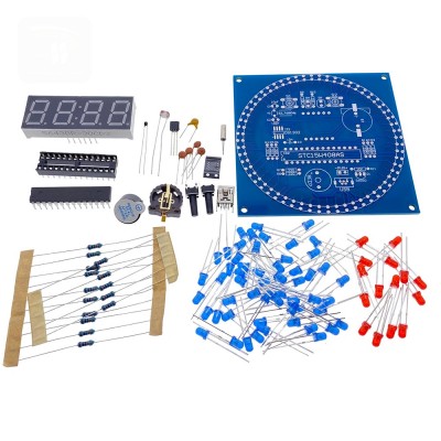 Rotating LED Display Alarm Electronic Clock DIY Kit Light Control Temperature DS1302 C8051 MCU Electronic Module STC15W408AS